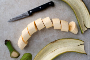 green plantains sliced