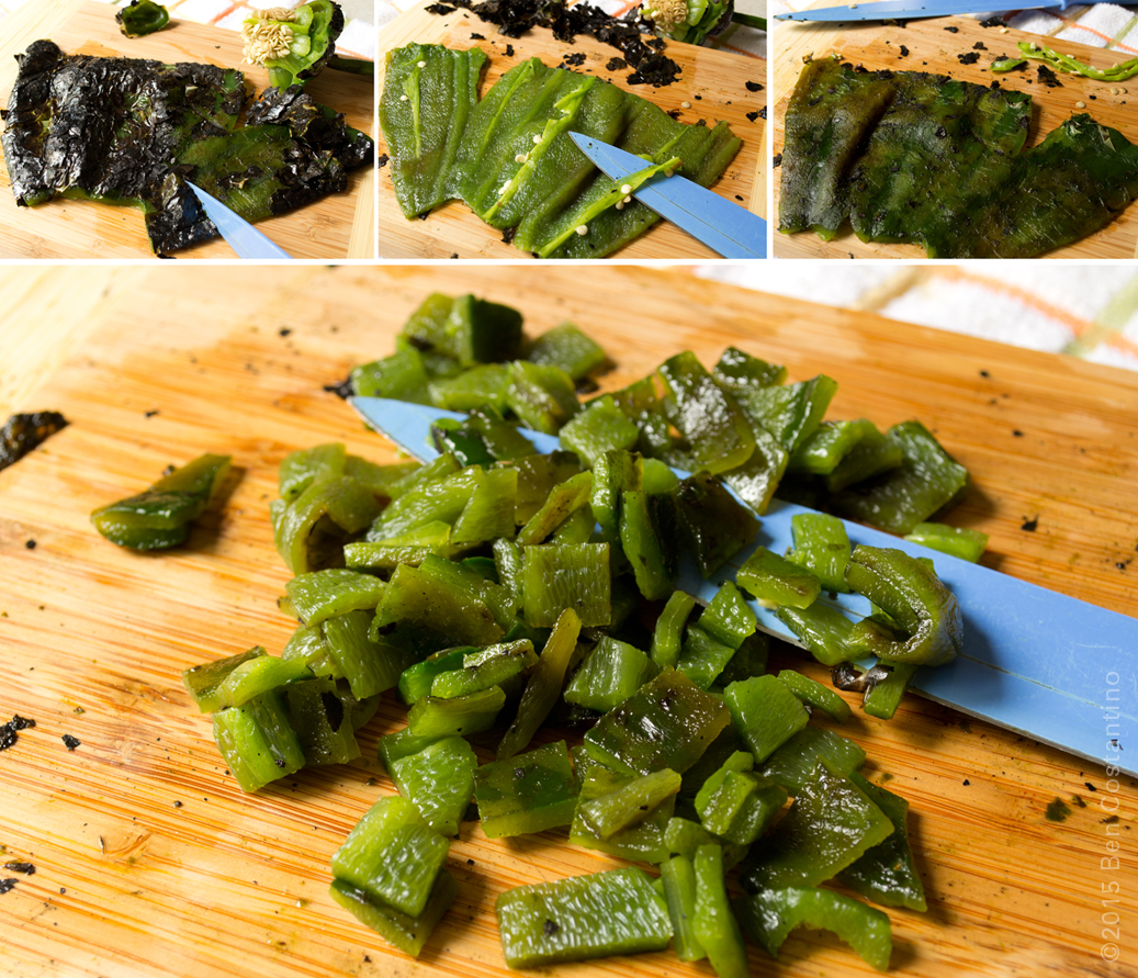 Poblano pepper roasted with skins removed, then diced