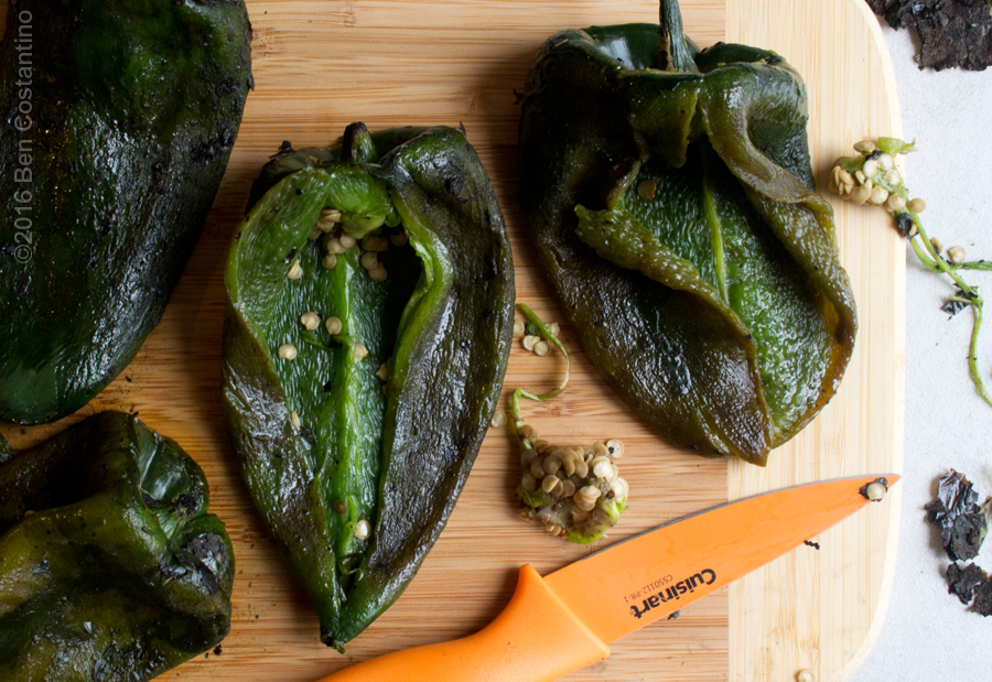 Roasted poblano peppers