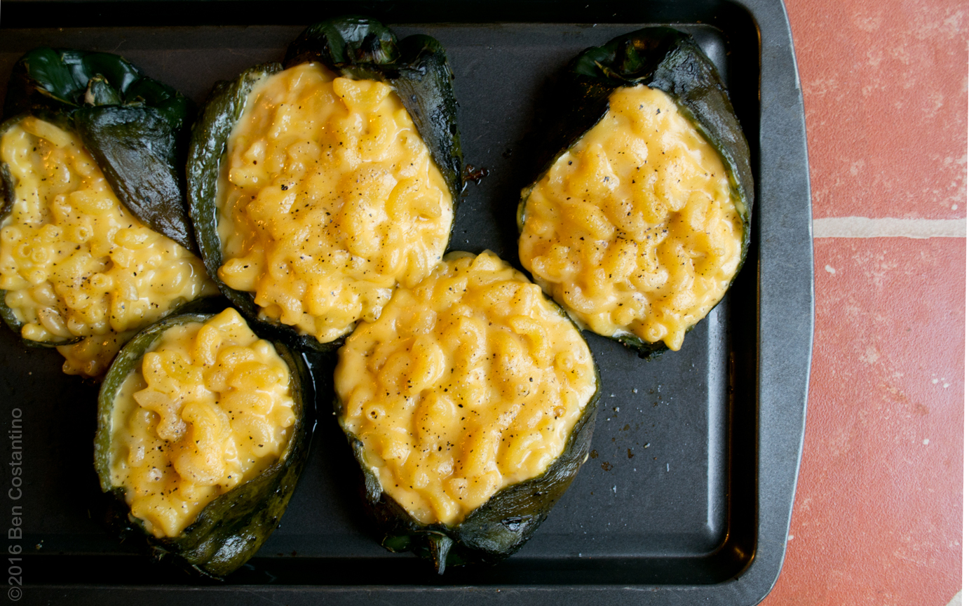 Mac n Cheese stuffed in Poblano Peppers