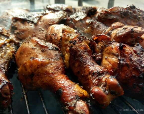 jerk chicken on a weber grill