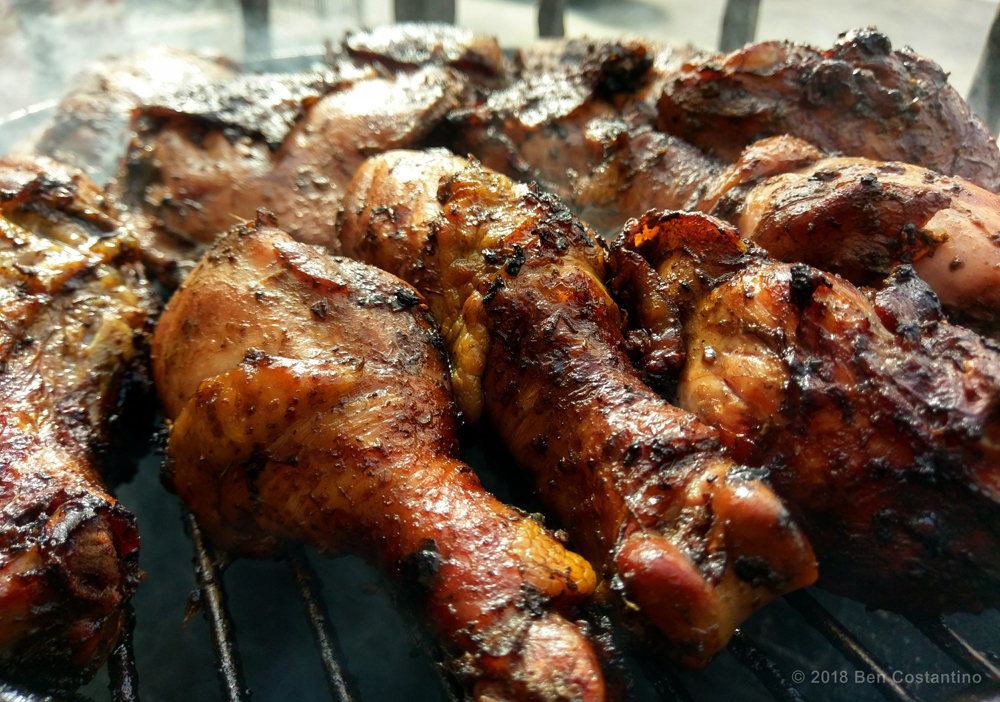 jerk chicken on the grill