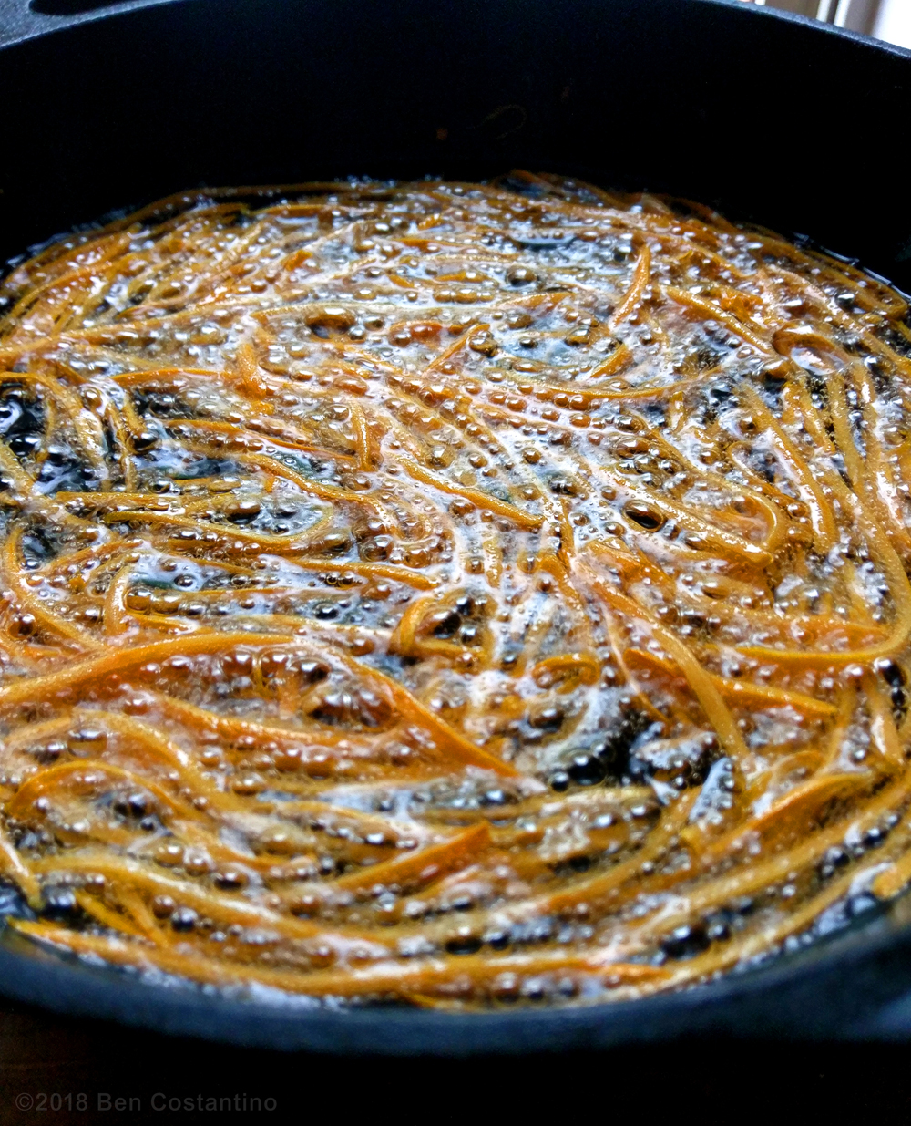 shoestring fried sweet potatoes in oil