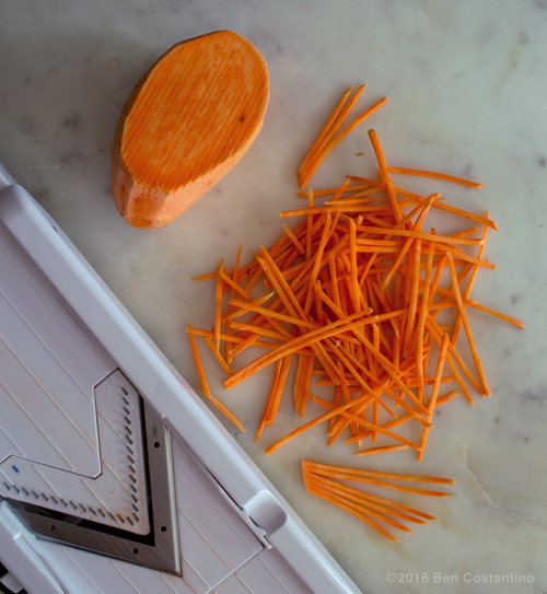 sweet potatoes with mandolin slicer
