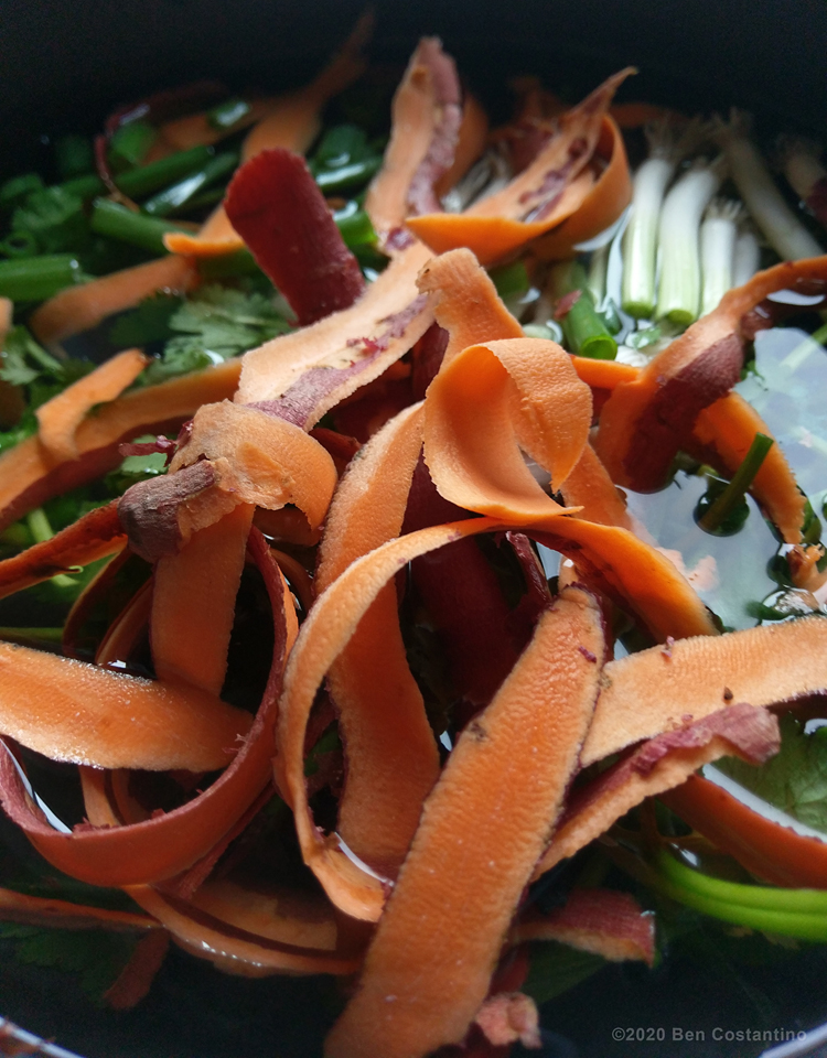 making vegetable stock for vegan chili