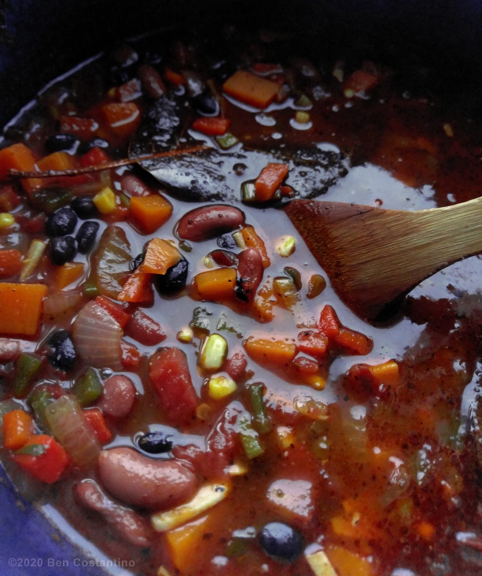 vegan chili in the making