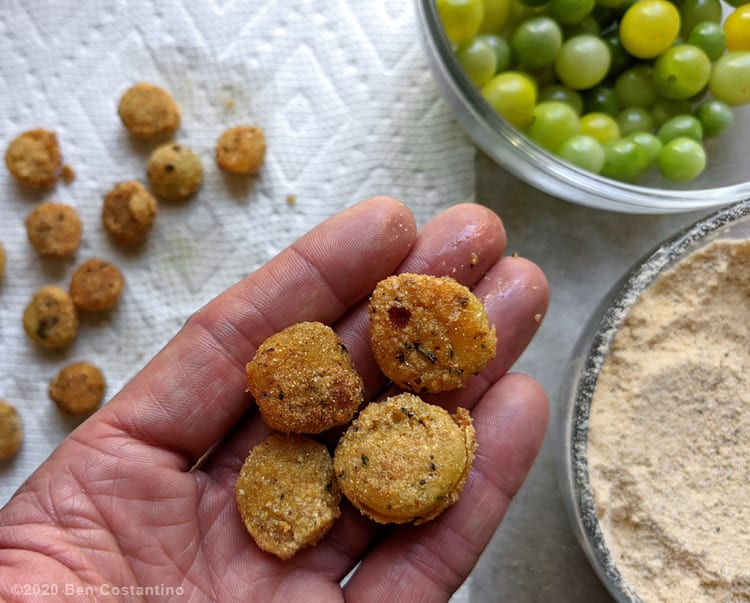 fried green tomato bites completed