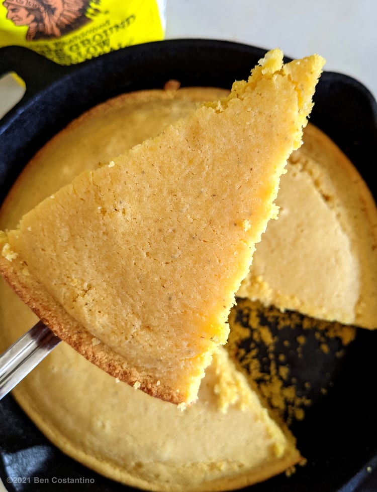 cornbread fresh from a cast iron skillet
