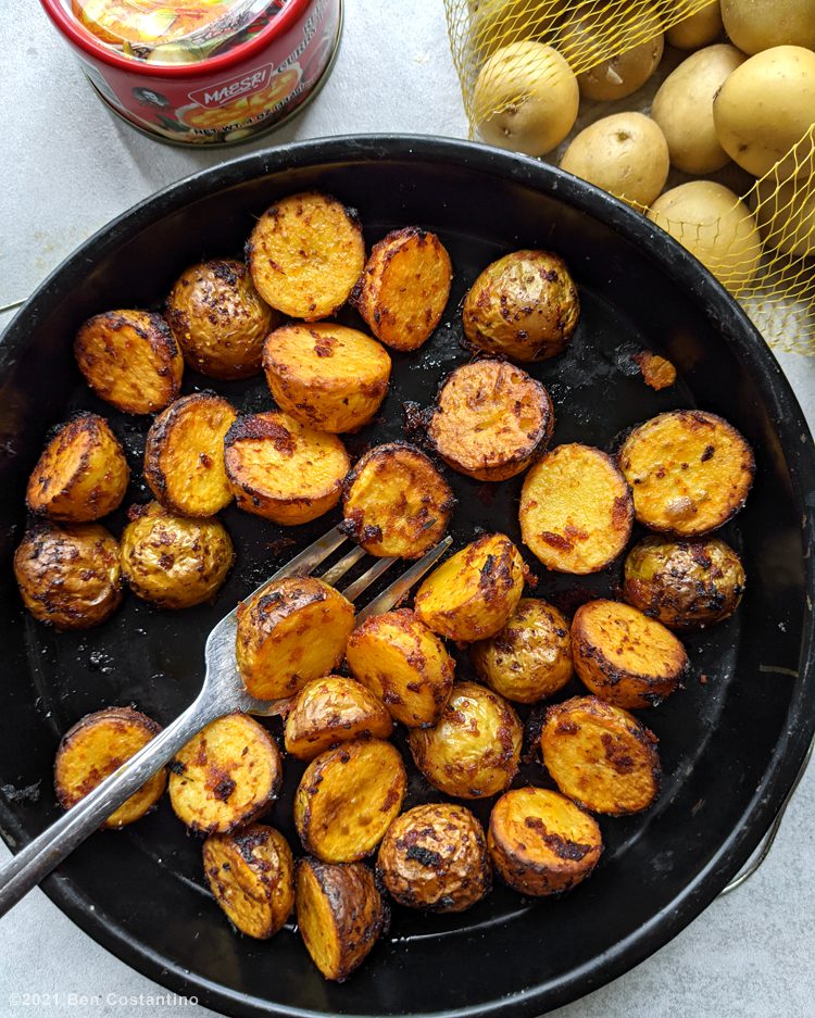 roasted potatoes in an air fryer
