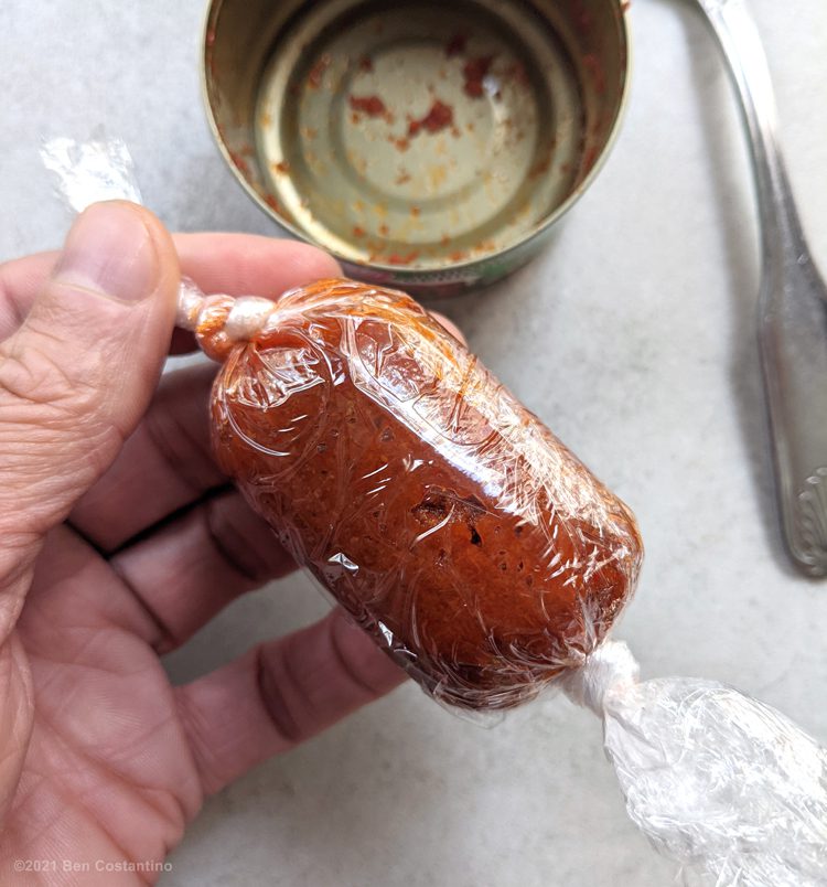 thai curry paste in saran wrap