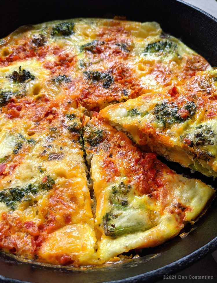 Skordalia frittata being served