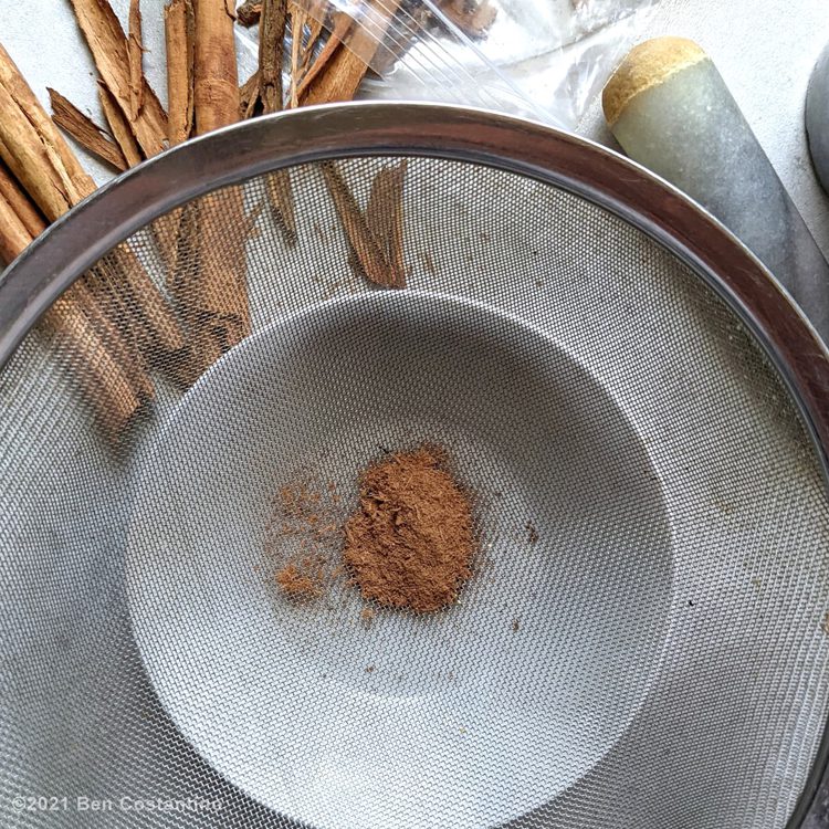 sifting Mexican cinnamon