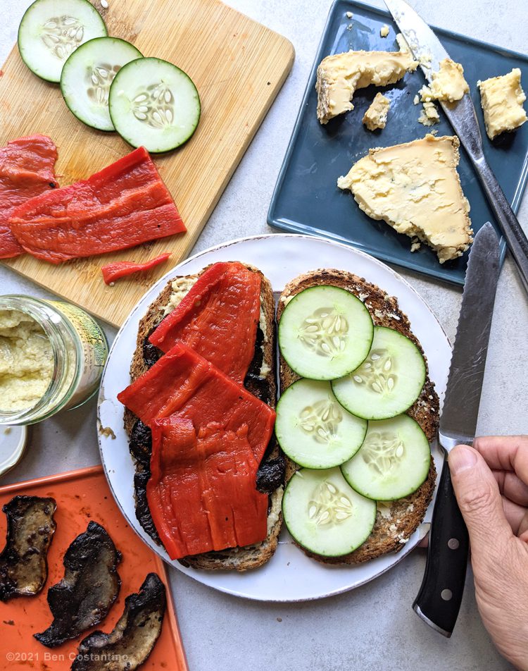 blue cheese and portobello mushroom vegetarian sandwich