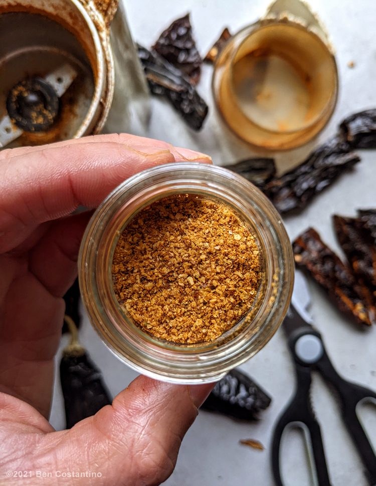 freshly ground Pasilla chile powder