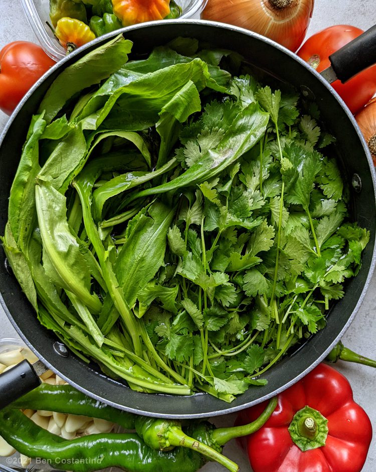 Puerto Rican Sofrito ingredients.
