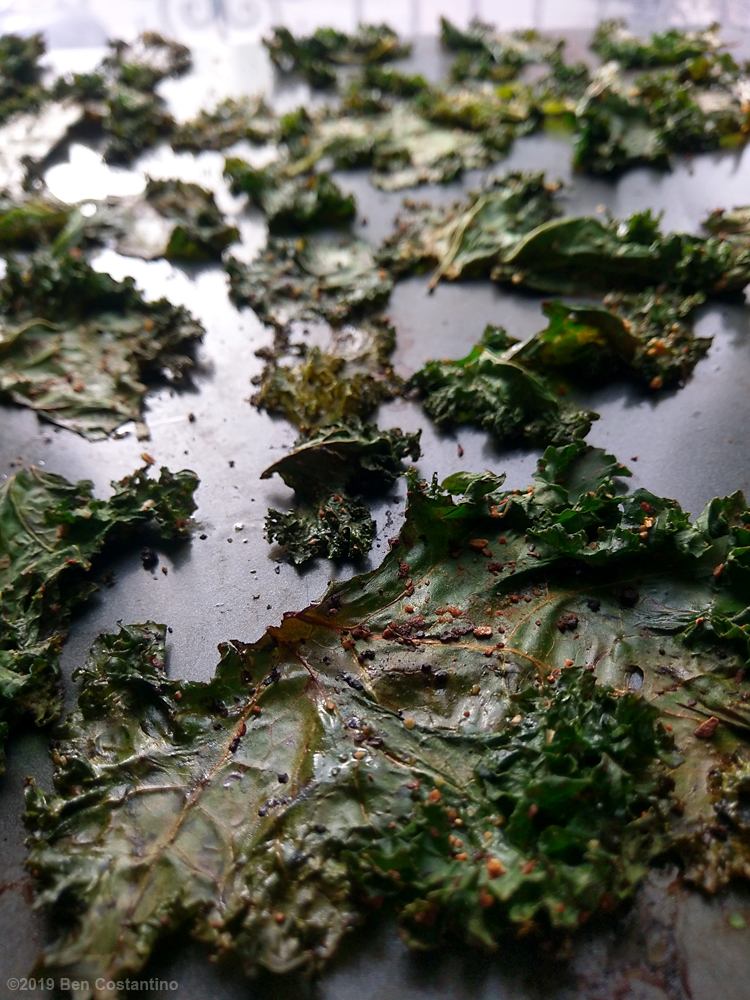 kale chips baked in no-salt seasoning